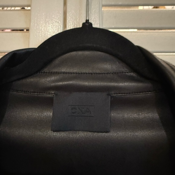 NEW NWT Ona by Yoon Chung Black Faux Leather Shacket - Picture 3 of 4